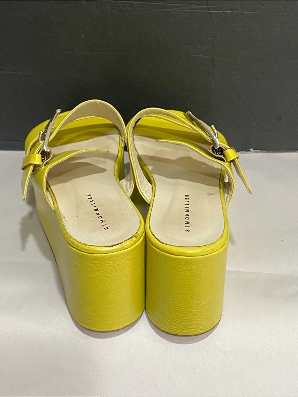 Simon Miller Yellow Leather Coaster Platform Sandals – Buckle Accent – Size 7